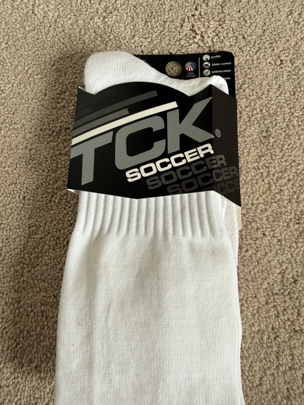 TC White Athletic Soccer Socks - Ribbed Arch Support